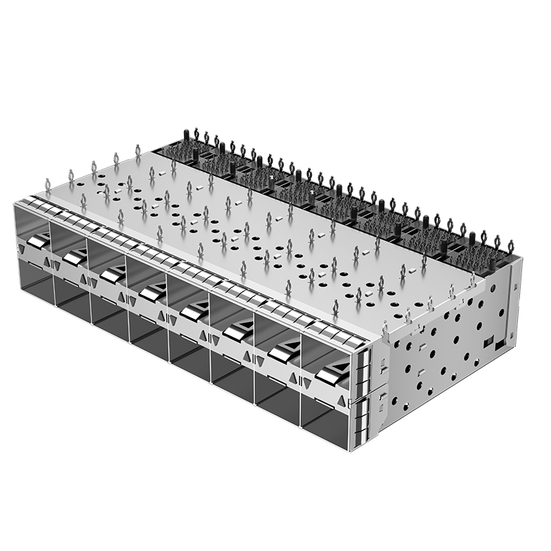 2274867-6 TE Compatible Through Hole 320P Press-Fit 2x8 EMI Shielded SFP+ Cage With Light Pipe