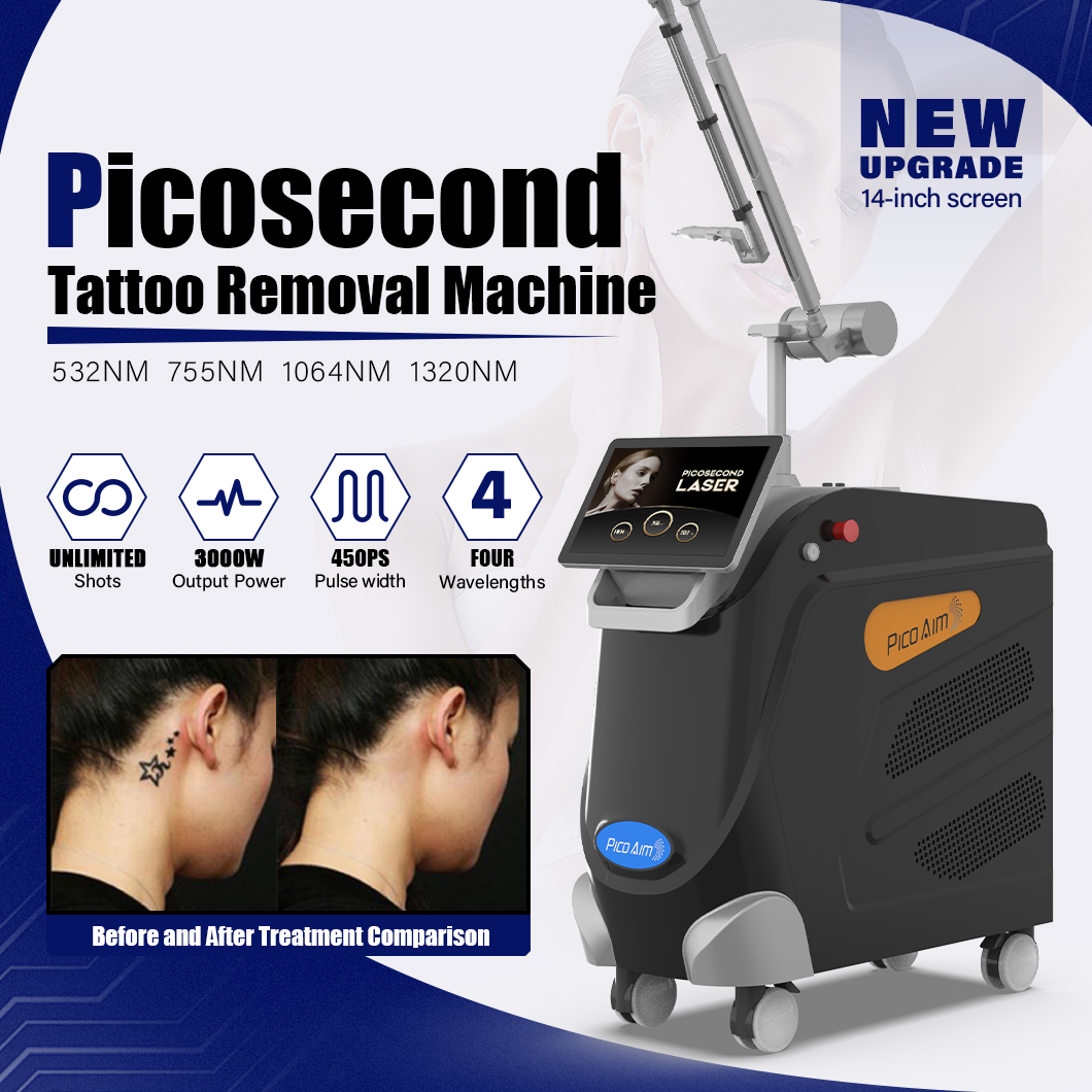 Picosecond Laser Tattoo Removal Machine Best Picolaser 1064nm 532nm 755nm Q Switch Nd Yag Tattoo Removal Beauty Salon Equipment