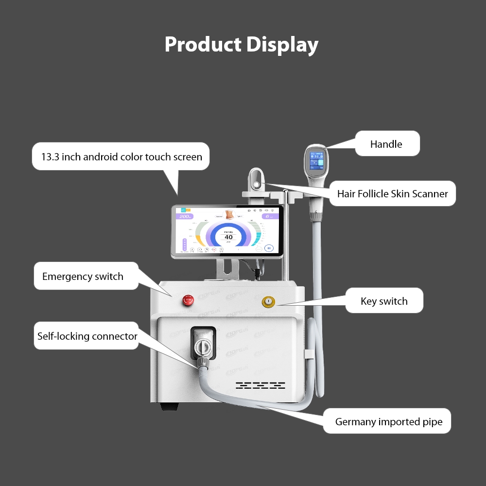 Android Sysytem Beauty Machine Portable Painless Trio Diode Laser Hair Removal for All Color Skin