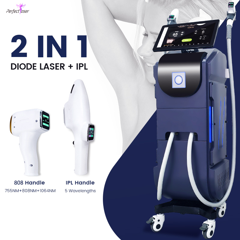 Best American Bar 808nm 755nm 1064nm IPL RF Elight Opt Titanium Hair Removal Diode Laser Skin Care Rejuvenation Tight Acne Pigmentation Removal Beauty Machine
