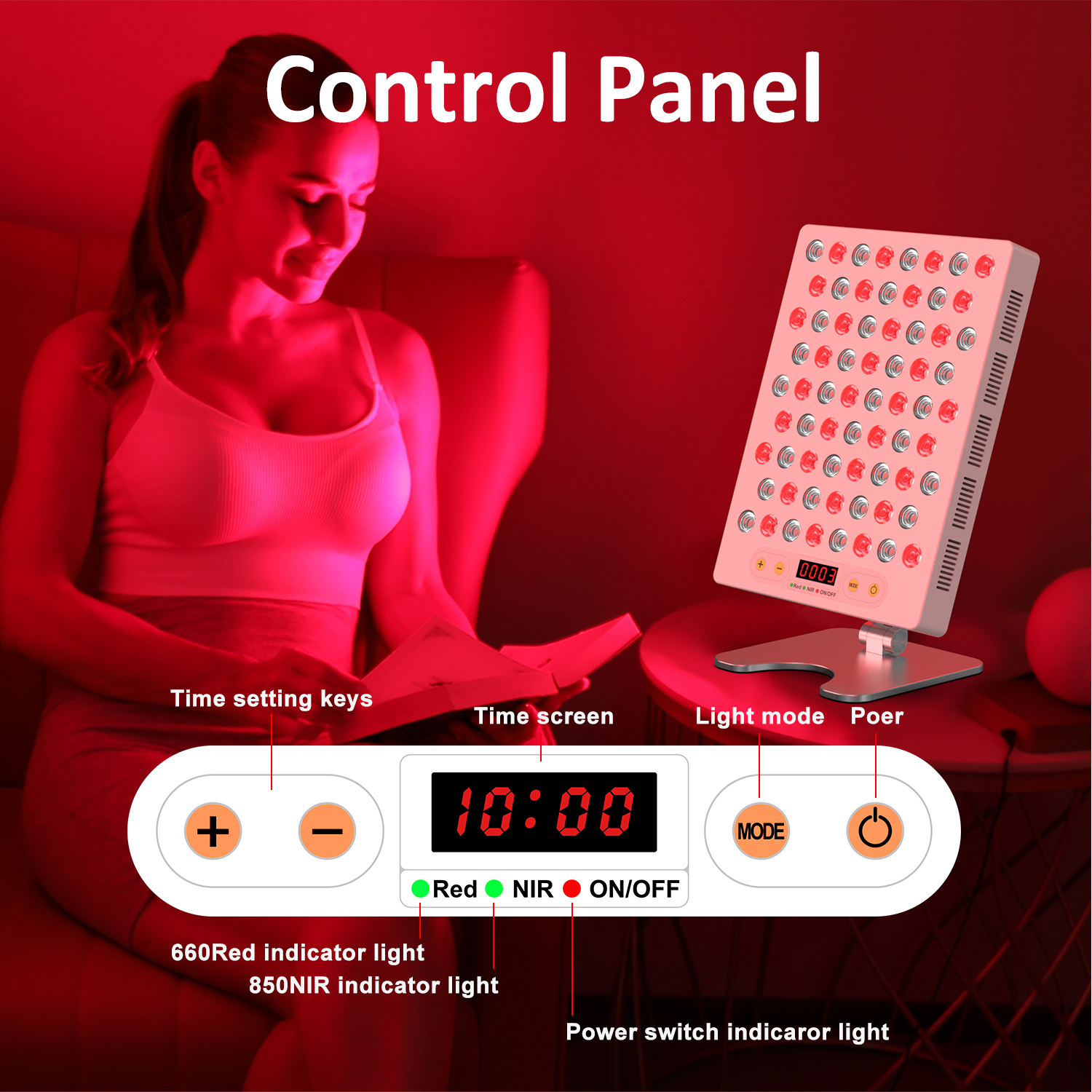 Customized 7 Wavelength 480nm /630nm /660nm/ 810nm /830nm /850nm/1060nm 100W LED Infrared Red Light Therapy Lamp For Skin Care