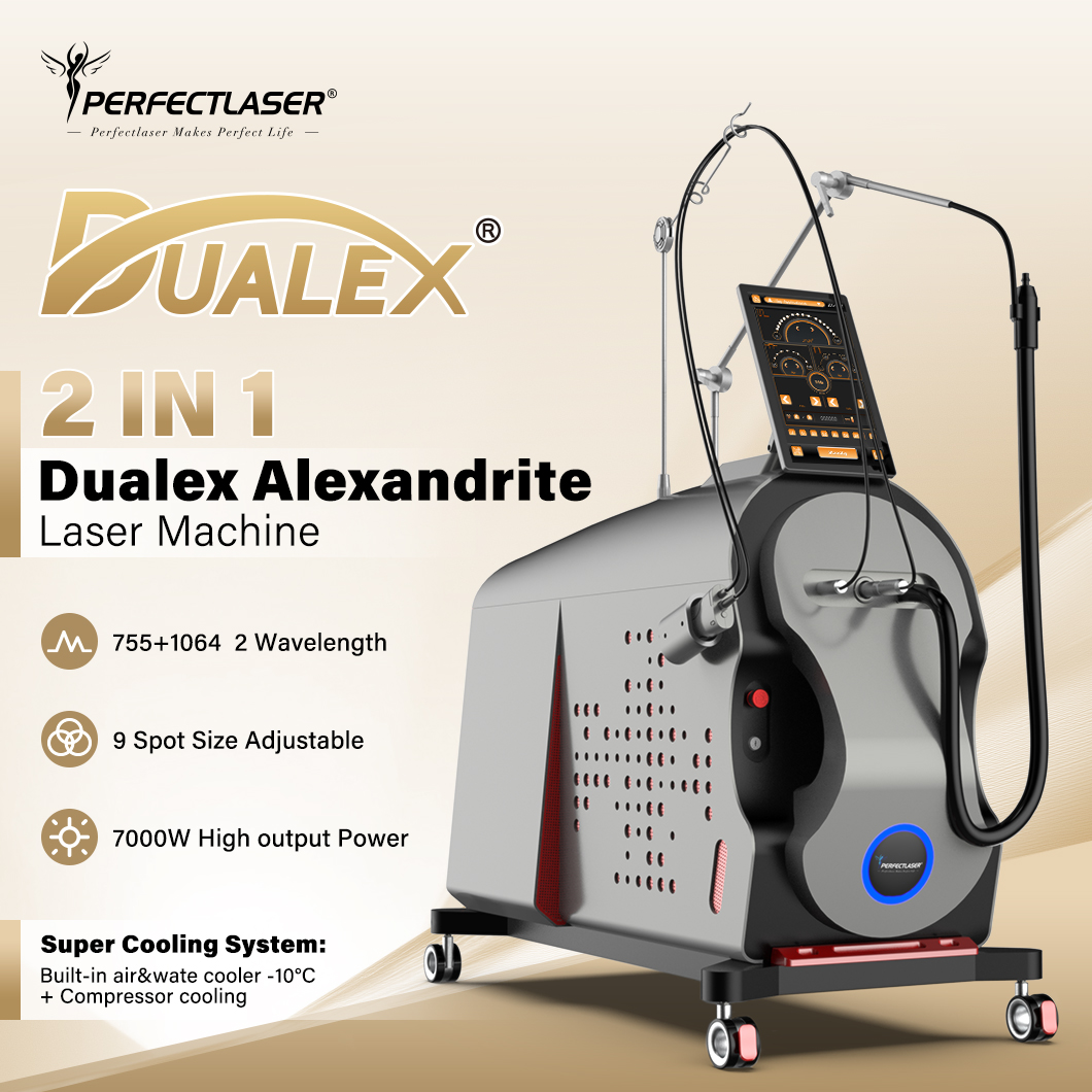 Perfectlaser 755nm 1064nm Alexandrite and Nd Yag Laser Hair Removal Machine Long Pulse Alex Laser Hair Removal Machine Price