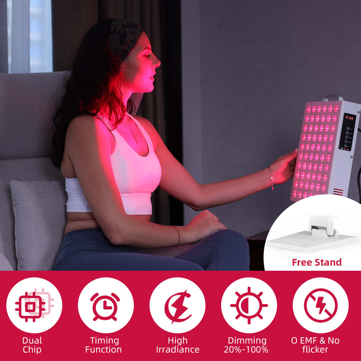 4 Wavelengths Face Pdt Machine Infrared Portable Full Body Red Light Therapy Panel Red Light Therapy Device 300W With Stand