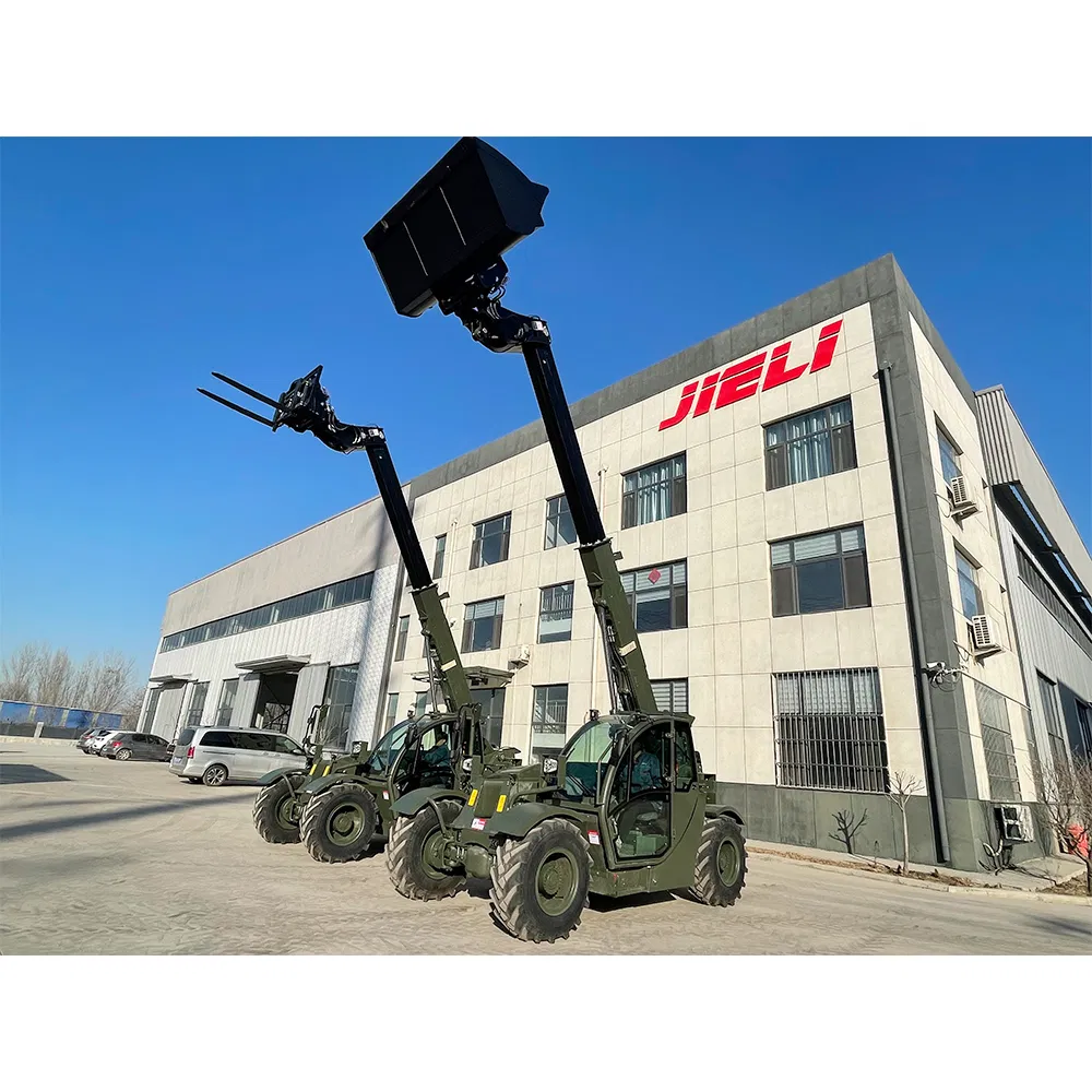 Engineering 7m 3t Hydraulic Wheel Small Telehandler with Hydraulic Fork Shovel Bucket