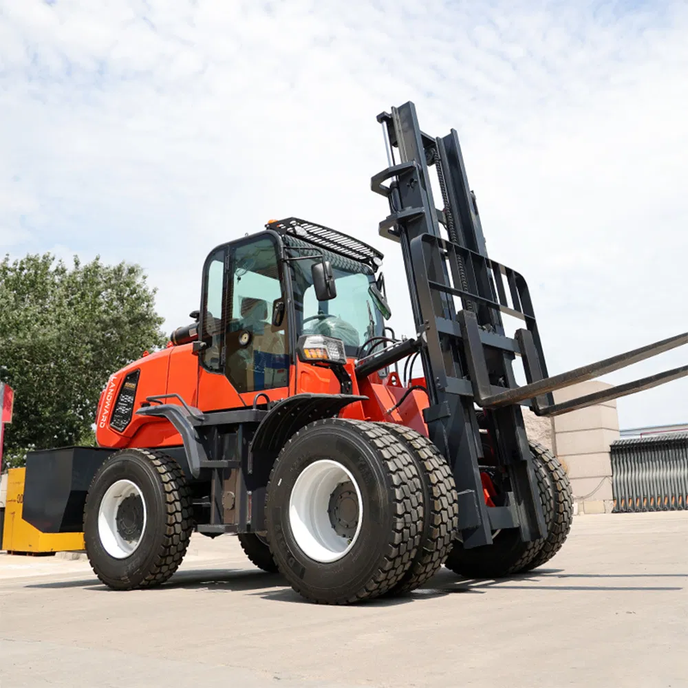 Landward New Design Rough Terrain Forklift 4X4 off-Road Diesel Forklift Price 4 Wheel Drive Outdoor Use Portable 3 Ton 3.5 Ton Terrain Forklift Wholesale