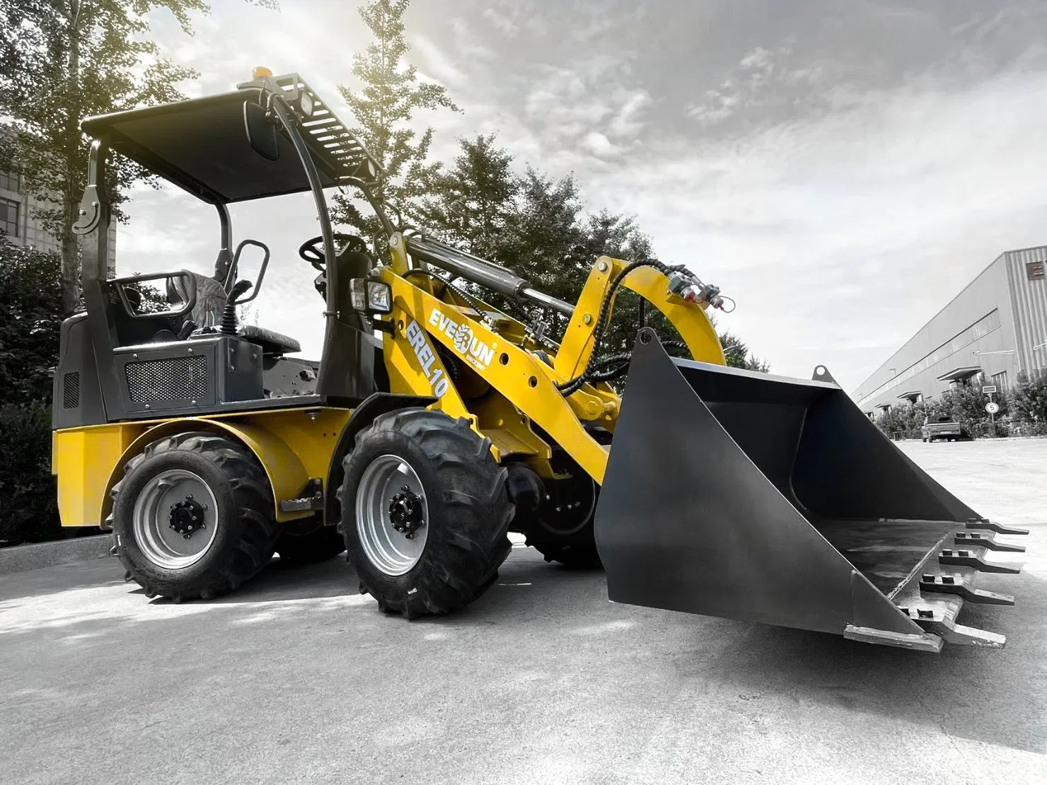 Everun Erel10 Battery Farm Garden Bucket Small Mini Electric 1ton Wheel Container Side Loader