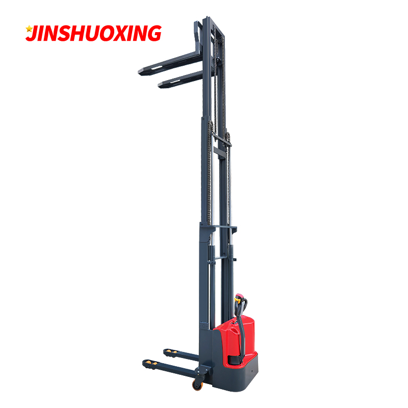 1.5 Ton Lift 5 Meter Walkie Type Electric Pallet Stacker with Two Externally Expanded Auxiliary Wheels