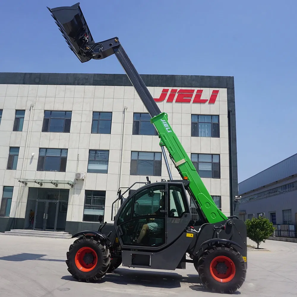 Engineering 7m 3t Hydraulic Wheel Small Telehandler with Hydraulic Fork Shovel Bucket
