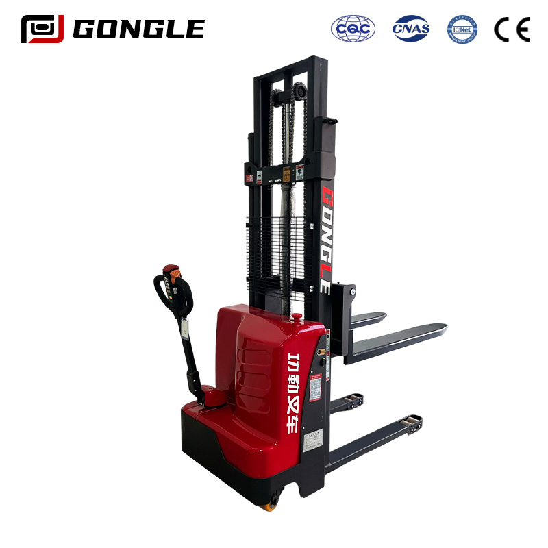 2ton 4m Hydraulic Full Electric Powered Walkie Pedestrian Pallet Truck Stacker Lifting Forklift Fork Lift Machine