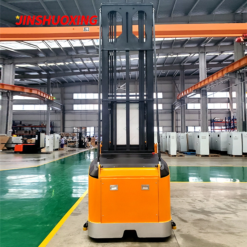 Rail Guide 1.6t Man-up Electric Vna Very Narrow Aisle Forklift Truck with 14.5m Lifting Height