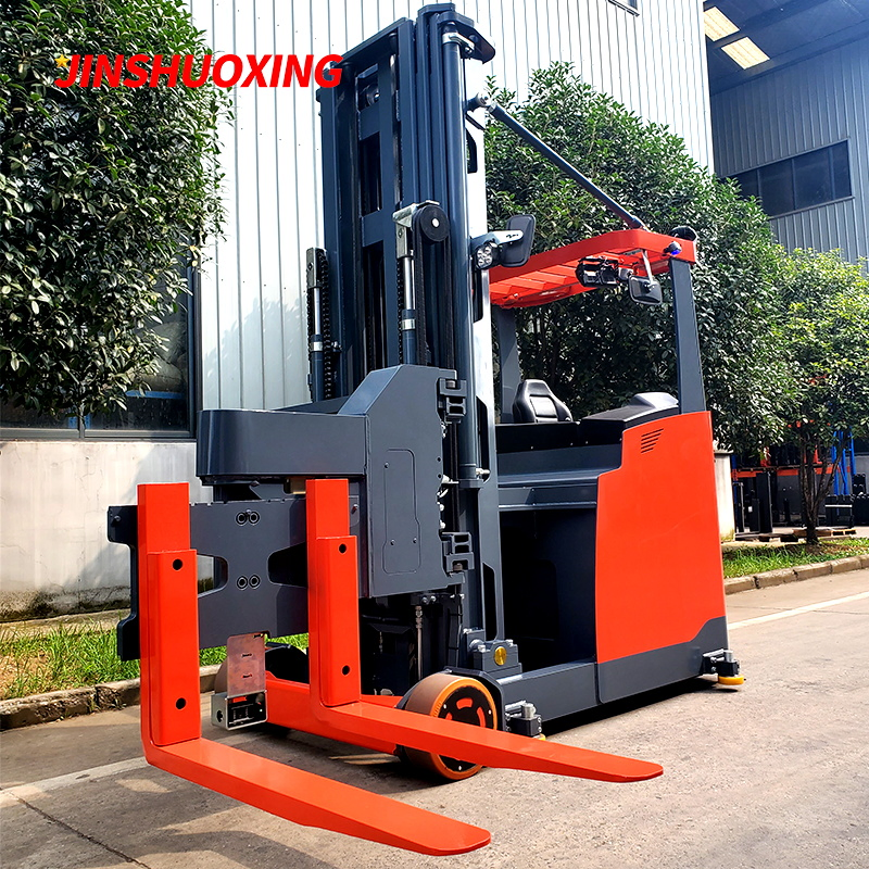Tri-Laterial Fork Standing Safe 1.6t Vna Very Narrow Aisle Three Way Forklift Truck Triplex 12000mm with Lithium Battery