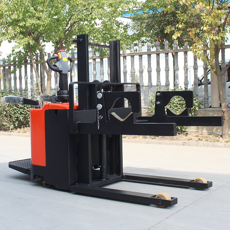 Walkie Manual Stacker Full Semi Hydraulic Electric Straddle Stacker with Fixed Clamp for Cylindrical and Slender Goods