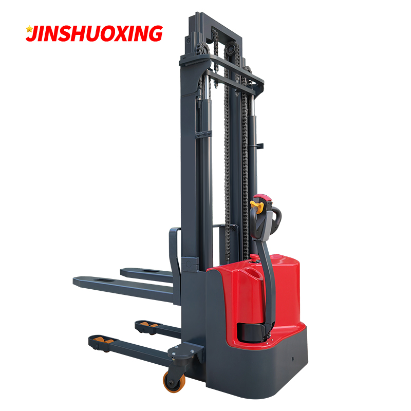 1.5 Ton Lift 5 Meter Walkie Type Electric Pallet Stacker with Two Externally Expanded Auxiliary Wheels