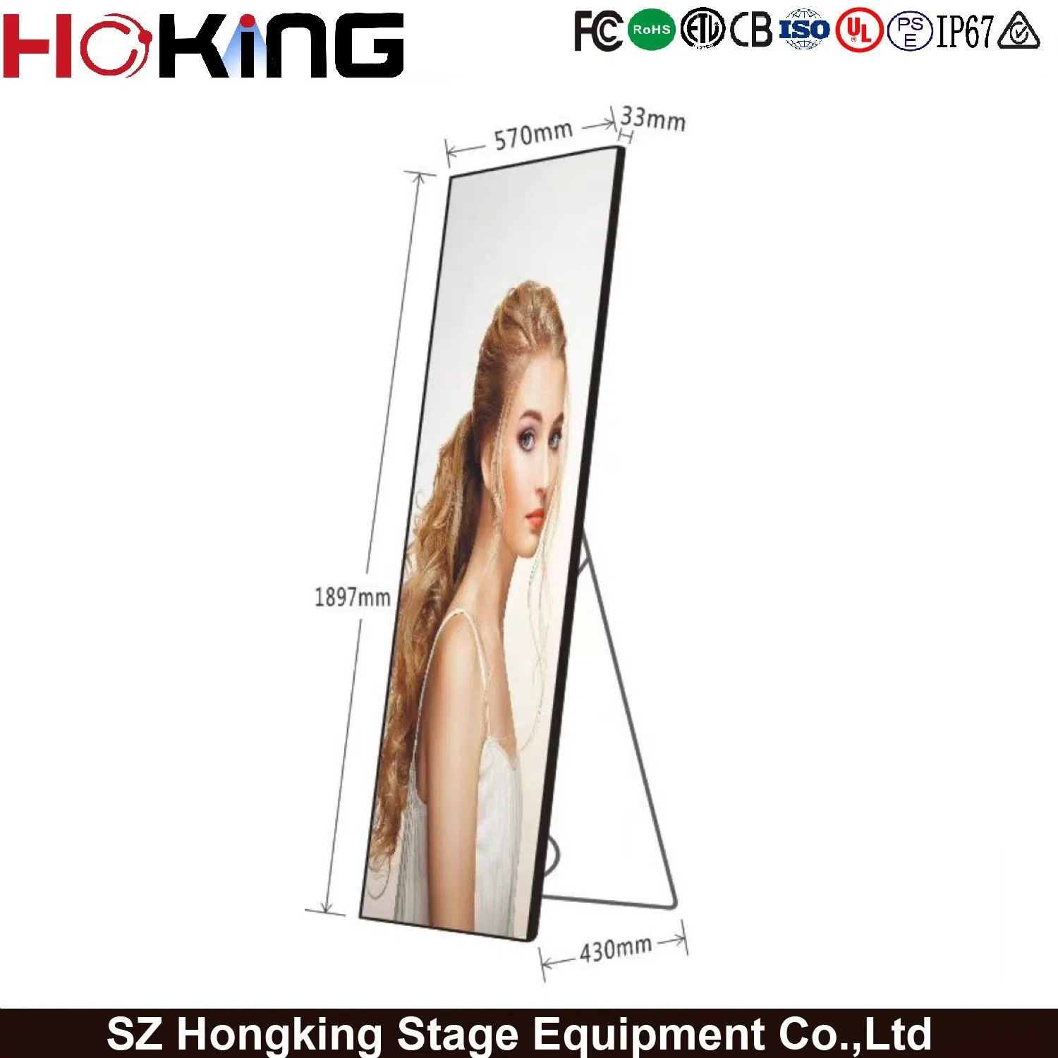Seamless Splicing Digital P1.86/P2/P2.5/P3 Indoor/Outdoor Full Color LED Advertising Video Screen Shopping Mall Mirror Poster Stand Display for Restaurant