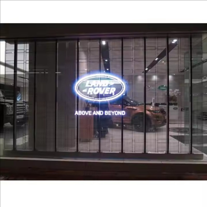 Curtain Transparent Mesh Film LED P4.81 Screen in Glass Wall