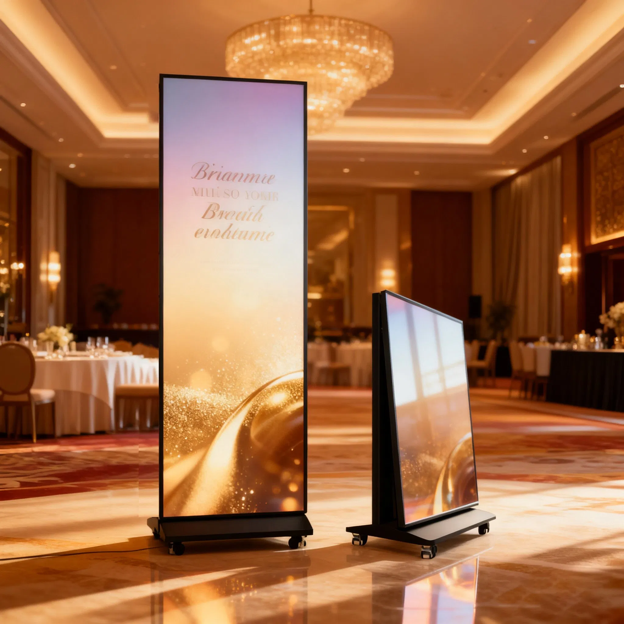 Foldable Vertical LED Poster Board with Wheels - Collapsible High-Brightness Digital Visual Display