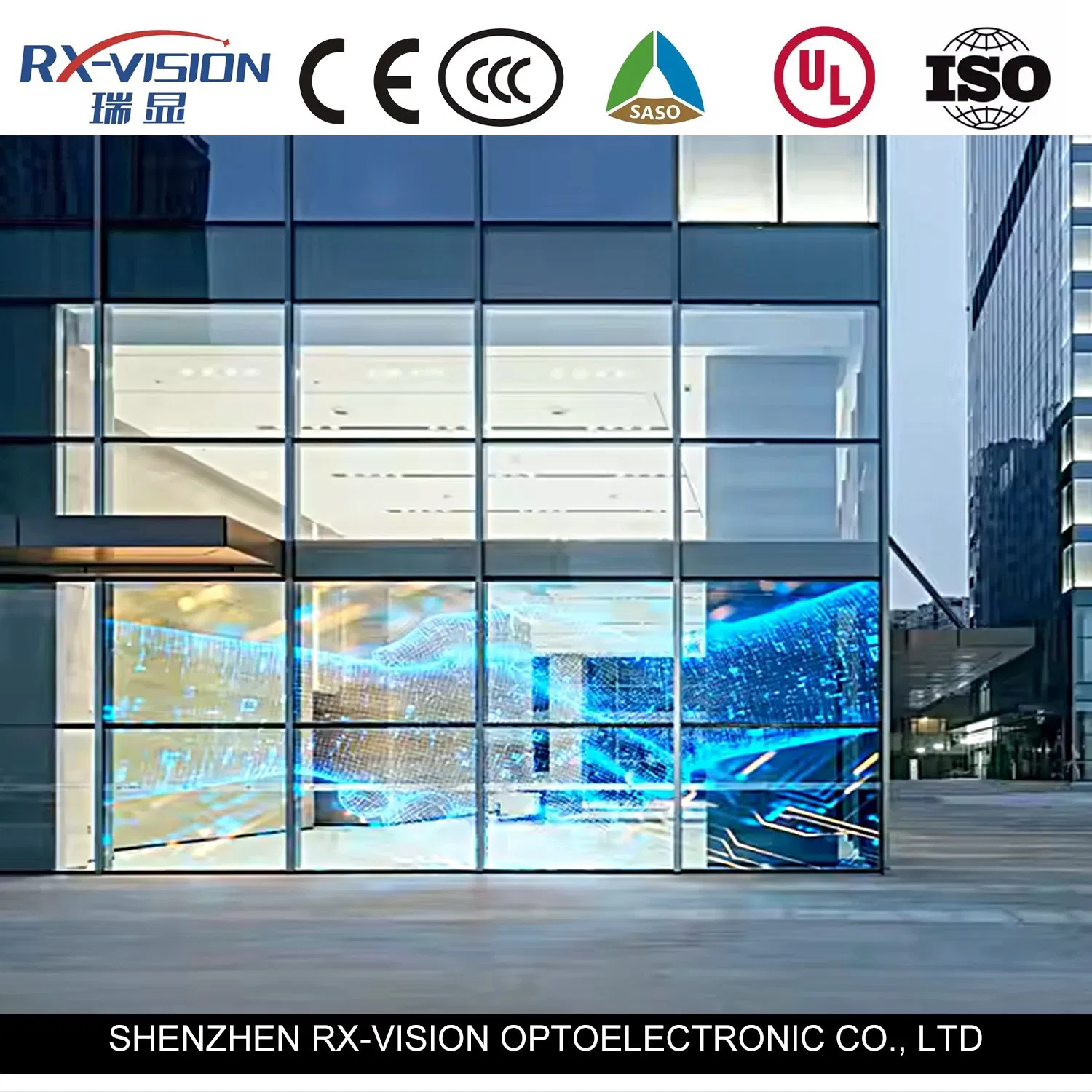 Outdoor P3.9 Ultra Transparent 90% See-Through Full LED Display Lightweight Thin Film with High Transparency