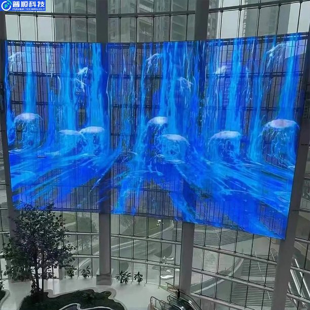 Pushunled P3.9-7.8 Large Architectural Glass Curtain Wall Transparent LED Screen