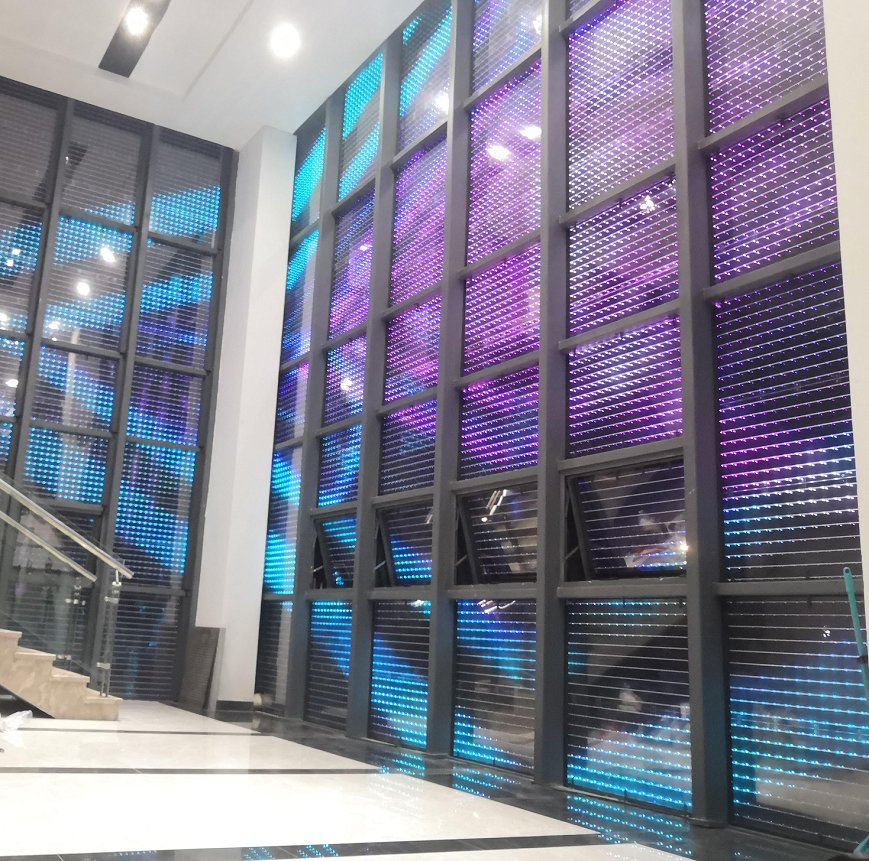 P20 Indoor Transparent Flexible Film Adhesive Glass LED Screen Billboard Display for Decoration