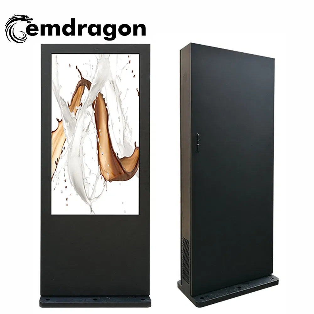 Touch Media Display Air Conditioner Vertical Screen Floor Outdoor Advertising Machine 65 Inch LED Digital Signage Floor Standing LCD Display