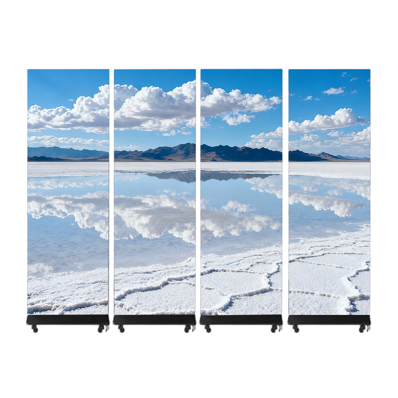 Full Color Easy Install Shop Mall P1.87 Indoor Outdoor 600*2025mm LED Poster Floor Stand Movable Advertising Display