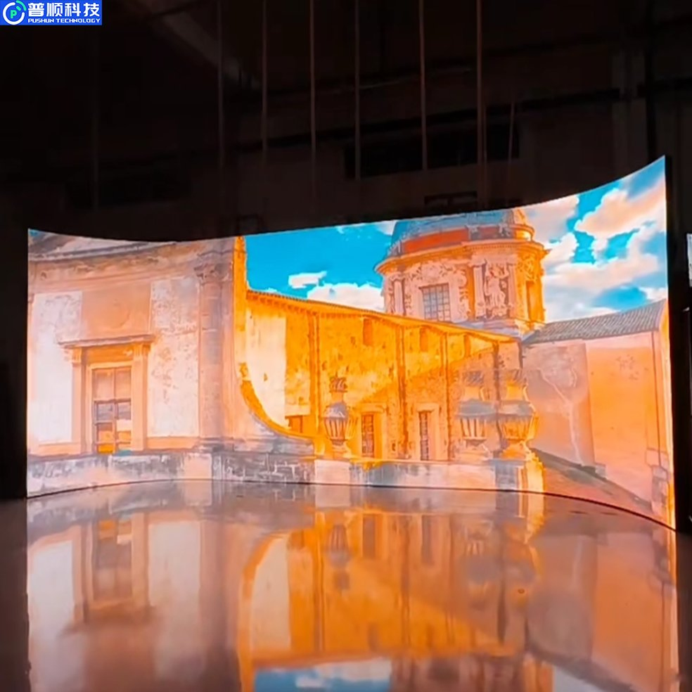 Pushunled P2 P1.53 P1.8 Indoor LED Flexible Panel Display Cabinet with Video Digital Signage Curved Design Screen