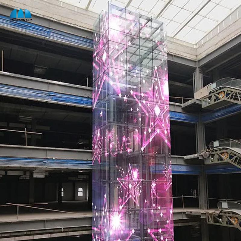 High Definition Indoor/Outdoor Fixed Creative Wall Advertising Holographic LED Screen Flexible Glass Adhesive Transparent LED Film Screen