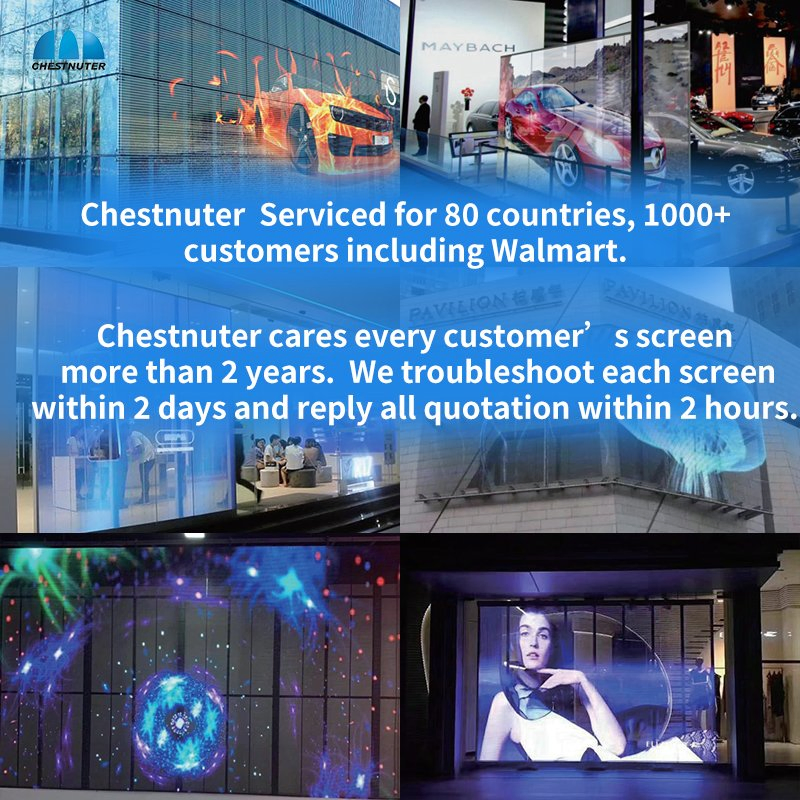 High Definition Indoor/Outdoor Fixed Creative Wall Advertising Holographic LED Screen Flexible Glass Adhesive Transparent LED Film Screen