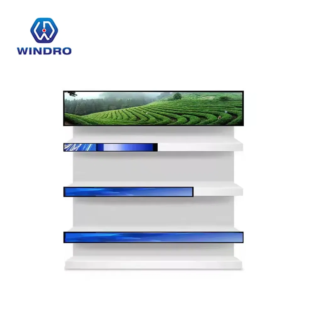 28.6-Inch Hot Sale Ultra Wide Commercial Digital Signage Shelf Edge Screen Monitor 1920*540 LCD Stretched Bar Display for Office Building