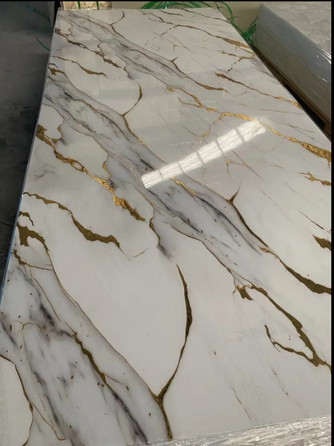 1220*2900mm High Gloss Flexible 3D UV Coating PVC Marble Wall Panel for Home Decoration