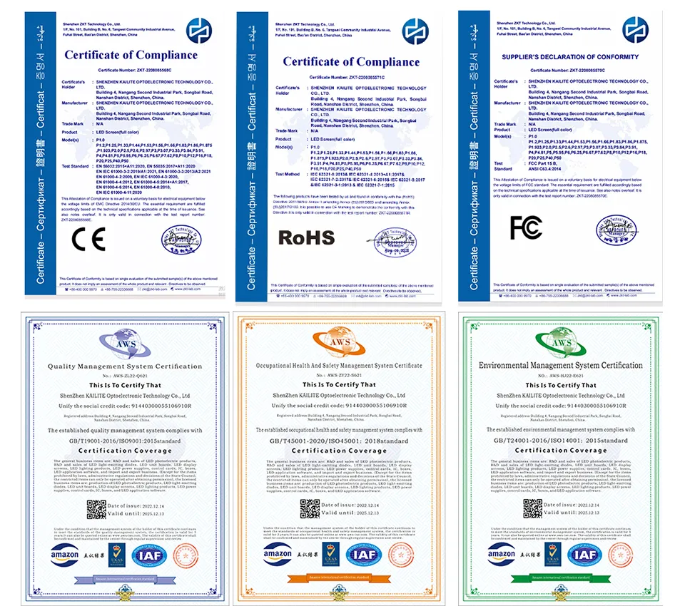 Certifications CE ROHS FCC