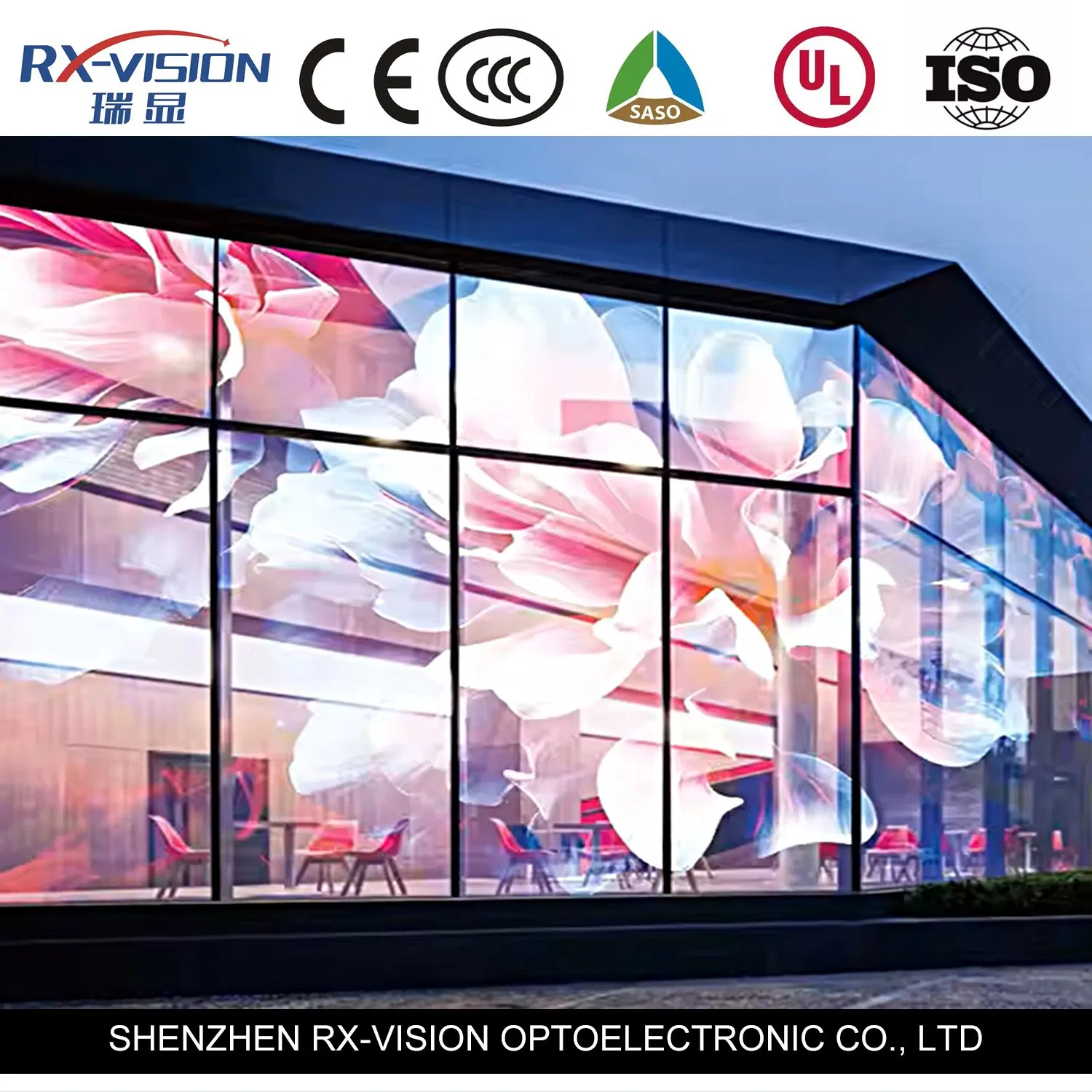 Outdoor P3.9 Ultra Transparent 90% See-Through Full LED Display Lightweight Thin Film with High Transparency