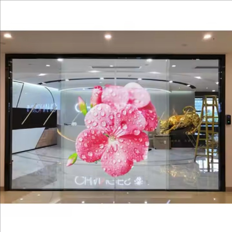 Curtain Transparent Mesh Film LED P4.81 Screen in Glass Wall