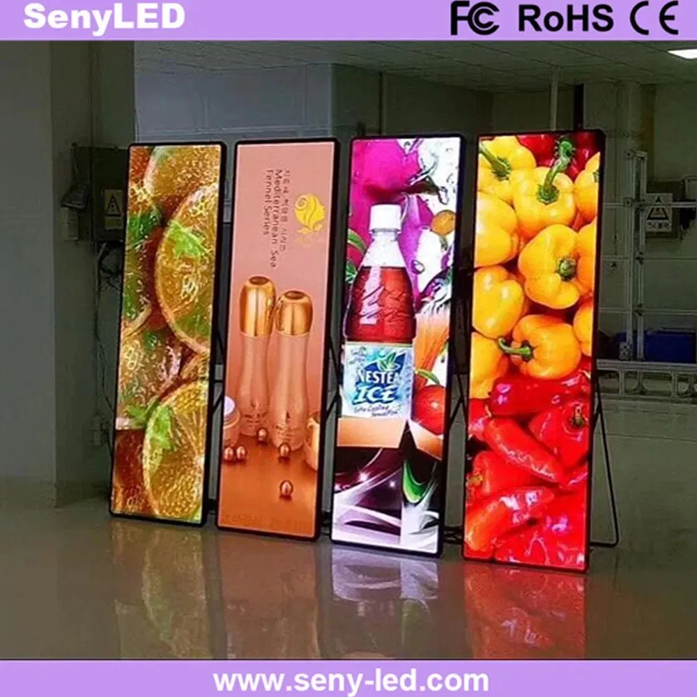P1.25mm Video Advertising Panel Floor Stand LED Poster Display for Shops