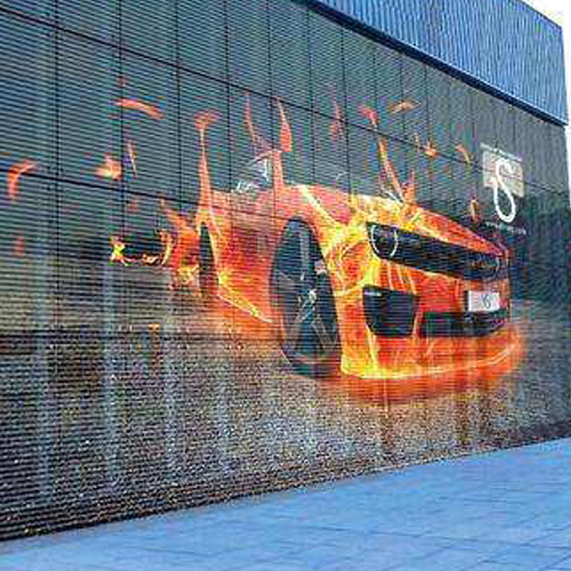 Indoor Outdoor SMD Full Color Transparent Curved Glass Wall Mesh LED Screen