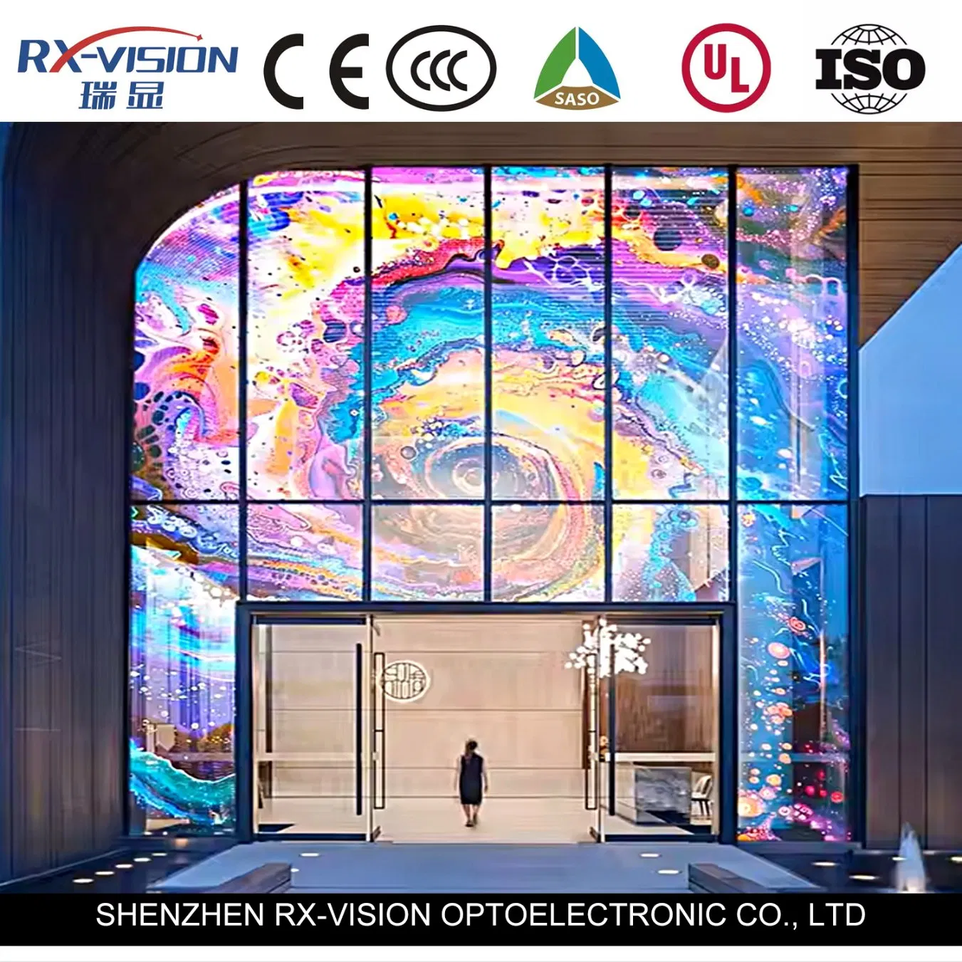 Outdoor P3.9 Ultra Transparent 90% See-Through Full LED Display Lightweight Thin Film with High Transparency