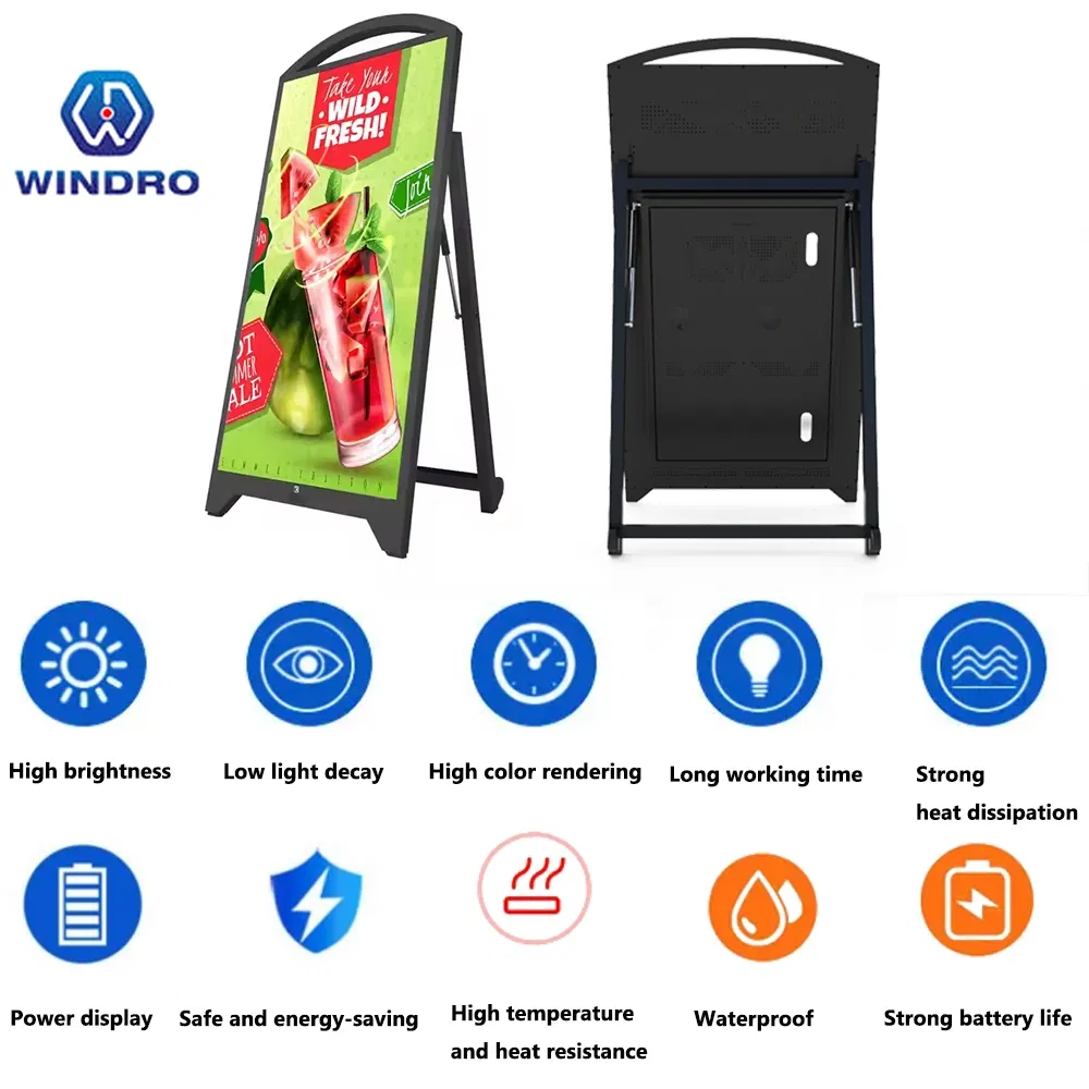 Factory Price, Outdoor Waterproof LED Display for Restaurant Menu &amp; Order Advertising Floor Standing Water Sign FHD Digital Signage