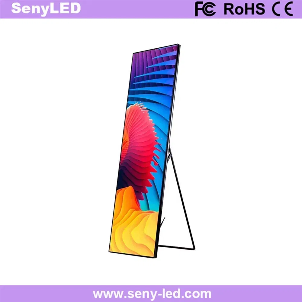 P1.25mm Video Advertising Panel Floor Stand LED Poster Display for Shops