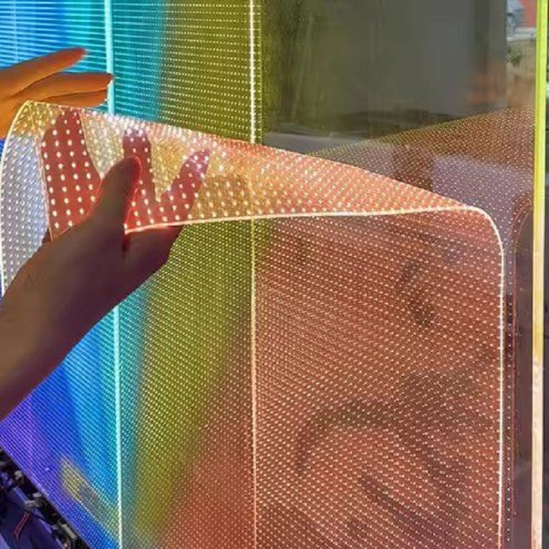 Adhesive LED Flexible Transparent Display Soft Crystal Film Screen for Glass