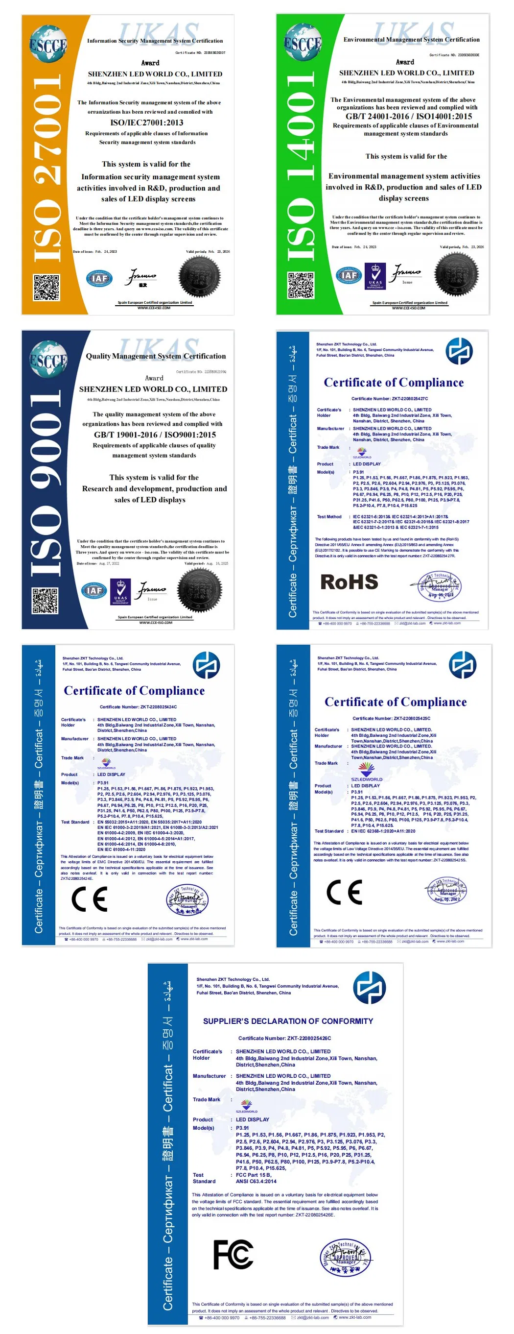 LED Display Certifications