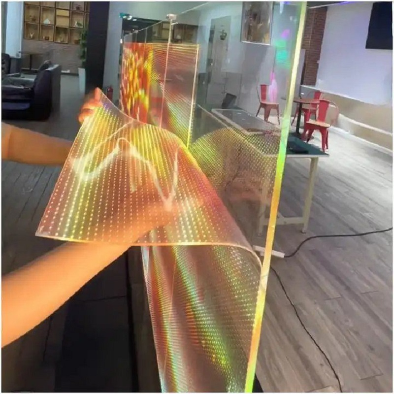 Indoor High Transmittance Self-Adhesive Advertising Film Screen Transparent LED Screen on Window Glass LED Crystal Film Screen
