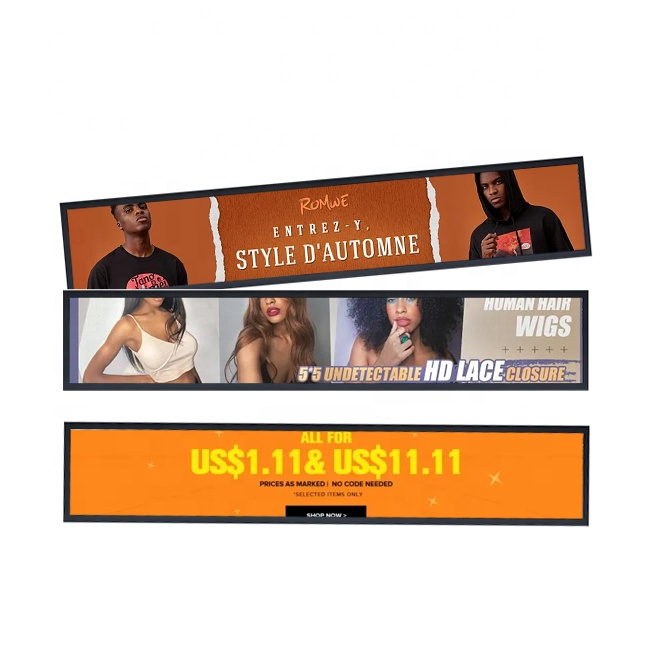 Stretched Bar LCD LED Advertising Billboard Player WiFi Network Display Sign Kiosk Digital Signage