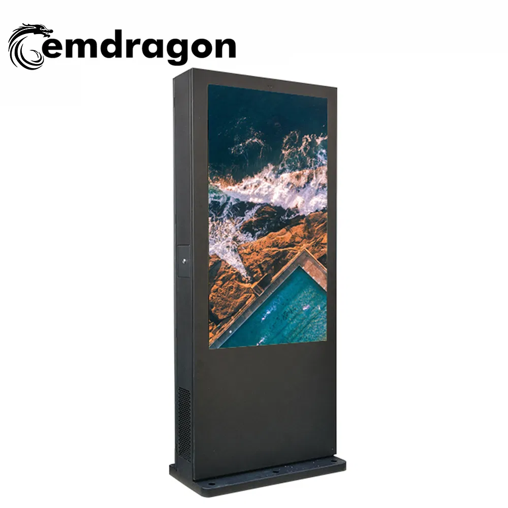 Touch Media Display Air Conditioner Vertical Screen Floor Outdoor Advertising Machine 65 Inch LED Digital Signage Floor Standing LCD Display