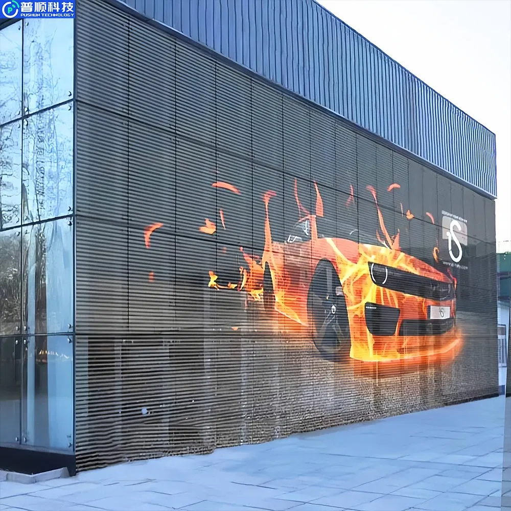 Pushunled P3.9-7.8 Large Architectural Glass Curtain Wall Transparent LED Screen