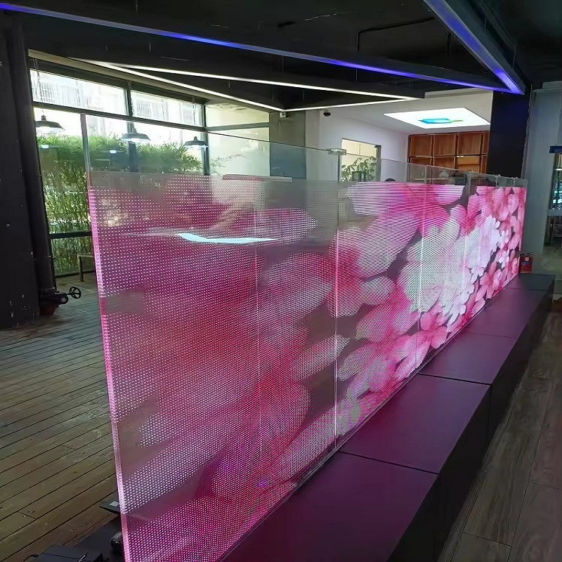 Indoor High Transmittance Self-Adhesive Advertising Film Screen Transparent LED Screen on Window Glass LED Crystal Film Screen