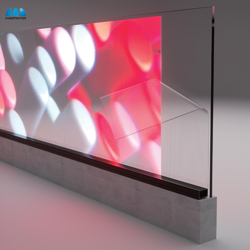 High Transparency LED Film Transparent Screen Flexible Glass LED Display for Store Window Digital Signage