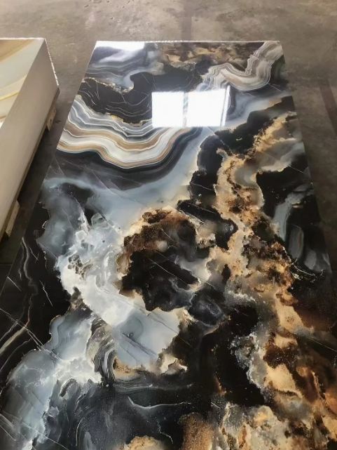 1220*2900mm High Gloss Flexible 3D UV Coating PVC Marble Wall Panel for Home Decoration