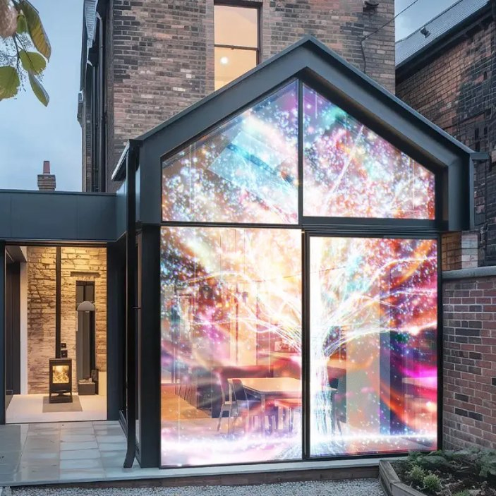 LED Transparent Film Screen on Glass Advertising See-Through Video Wall