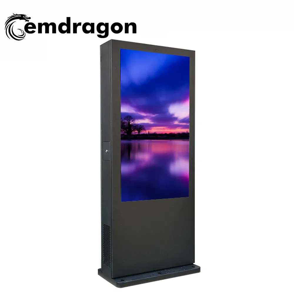 Touch Media Display Air Conditioner Vertical Screen Floor Outdoor Advertising Machine 65 Inch LED Digital Signage Floor Standing LCD Display