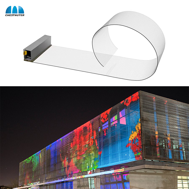 High Transparency LED Film Transparent Screen Flexible Glass LED Display for Store Window Digital Signage